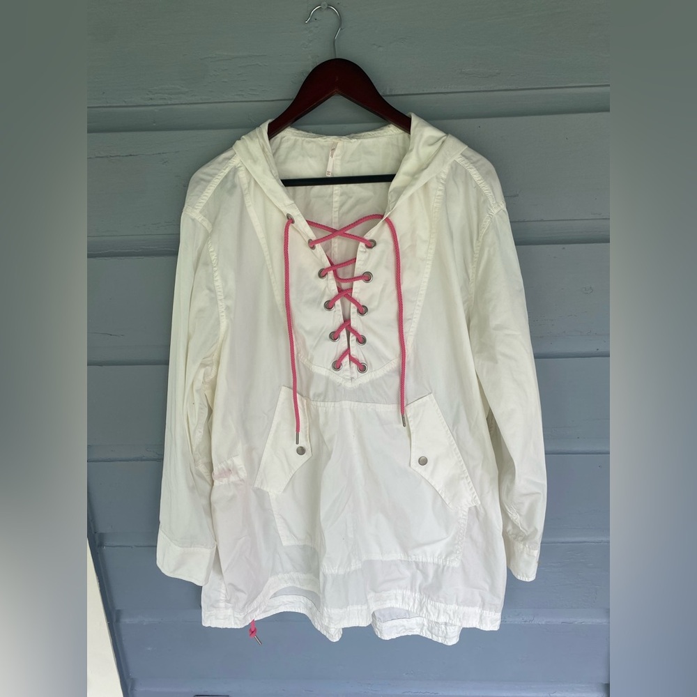 Free People Lace Up Poplin Hooded Pullover Jacket XS/S - Picture 3 of 6